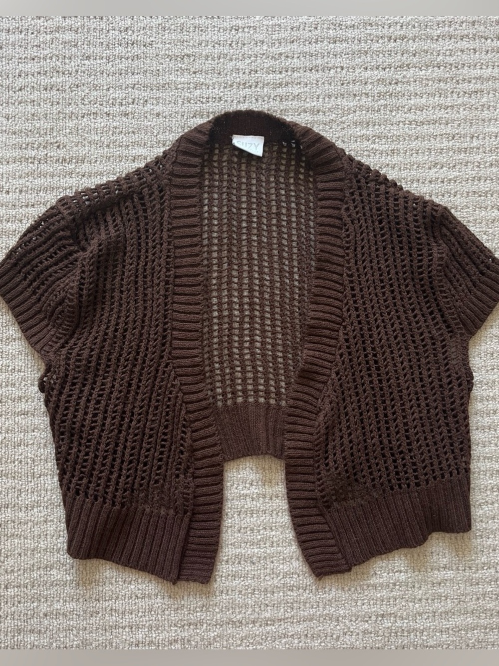Black knit short sleeve cardigan